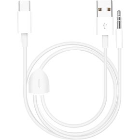 XMSJSIY USB Type C to 3.5mm AUX USB Charge Cable for Car with Aux Adapter, Type C Splitter 2-in-1 Headphone Audio Jack Adapter and Charger Adapter Wire Cord for Car Stereo, Speaker-1.2M