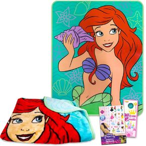 Disney Little Mermaid Baby Blanket Bundle for Girls - Includes Ariel Throw Blanket, Tattoos, and More | Ariel Fleece Blanket for Boys & Girls (Size 40" x 50") in Saudi Arabia