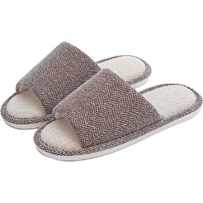 House Slippers Linen Women's Open Toe Slide Slipper