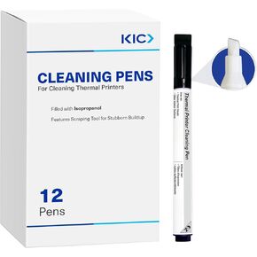 Waffletechnology KICTeam - Cleaning Pens for Thermal Printer Printheads (12 Pens) - Includes Scraper Cap for Tough Buildup - Quick Drying Solution