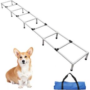 MKSY Dog Agility Equipment Set, Obstacle Courses Training Starter Kit Includes Adjustable High Jump Hurdle, Hoop, Weave Poles, Pause Box, Treat Pouch with Easy Carry Bag
