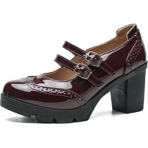 Women's Platform Mary Jane Shoes Ankle Strap Goth Chunky Block Heels Comfortable Round Toe Oxfords Dress Wedding Shoes Pumps
