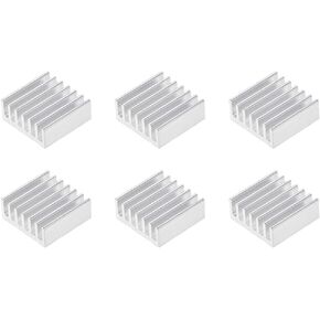uxcell 10x10x10mm Silver Tone Aluminum Heatsink Thermal Adhesive Pad Cooler for Cooling 3D Printers 6Pcs
