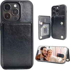 Women Phone Wallet Case Compatible for iPhone 14 Pro with Card Holder,Premuim Leather with Lace Flowers Pattren add Charms,Easily 3 Cards,Kickstand,Raised Coner Protections(Black,6.1inch)