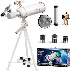 Science Can Telescope for Kids & Adults - 70mm Aperture(16X-120X), High Powered Refractor Telescopes for Beginners with Adjustable Tripod and Phone Adapter, Astronomy Gifts for Boys & Girls Ages 8-12