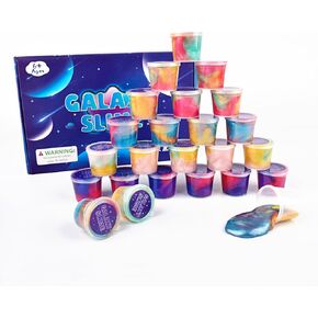 24 Pieces Galaxy Slime,Mini Slime Party Favors for Kids, Non-Sticky,Great Sludge Toys for Girls and Boys,Party Favors for Kids 4-12, Stress & Anxiety Relief, Wet, Goodie Bag Stuffers.