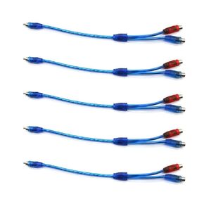 5 Pack RCA Splitter 1 Male to 2 Female Y Adapter Converter Connector for Car Audio Cable AUX Stereo Amplifier Home Theater Speaker Subwoofer Sound Bar Split Mono RCA into Left Right Input