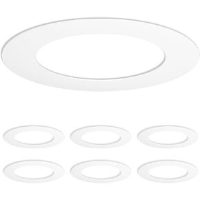 Amico 24 Pack Goof Rings for 6 Inch Recessed Lights White Can Light Goof Trim Ring, Outer Diameter 8.6-inch, Inner Diameter 6.2-inch, Durable Plastic Design, Flush Mount