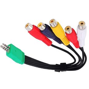 3.5mm+ 2.5mm to 5RCA Audio Video Adapter Cable,3.5mm Male+ 2.5mm Male to 5RCA Female Plug AV Component Adapter for LED LCD TV. 0.3M/12inch