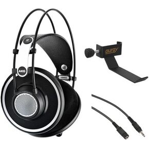 AKG K 702 Reference-Quality Open-Back Circumaural Headphones with Clamp On Headphone Holder and Stereo Mini Male to Stereo Mini Female Extension Cable 25'