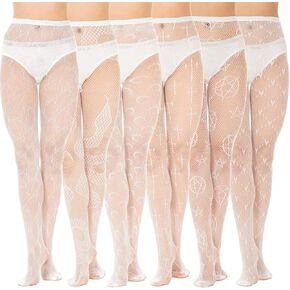 6 Pairs Footless Tights for Women Fishnet Stockings Black Fish net Tights Fishnet Leggings Patterned Tights Lace Tights Womens Footless Tights
