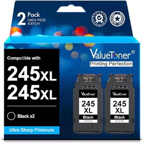 Valuetoner 245XL Ink Cartridge Replacement for Canon 245 XL PG-243 PG-245 XL Black for PIXMA TR4520 MX492 TS3122 MX490 MG3022 MG2522 MG2920 MG2420 MG2520 MG2922 MG2924 MG3029 Printer (2 Black)
