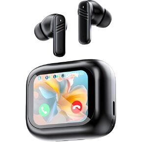 ANC Wireless Earbuds with Smart Touch Screen -Active Noise Cancelling Bluetooth 5.4 in Ear Earphones with Microphone,Stereo Sound - Long Battery Life Ear Buds Compatible with iPhone, Android