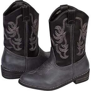 Kids Cowboy Boots Girl and Boy Horseback Riding Boots Gray/Black, 8 Toddler