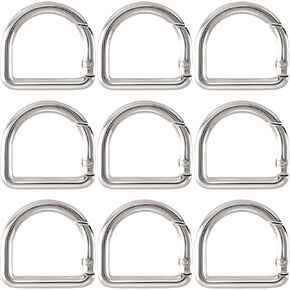 HINZIC 4 Pack D Ring Spring Key Hooks Keyring Clip Buckles Clasp Clamps for Belt Backpacks Handbag Purse Strap- Black