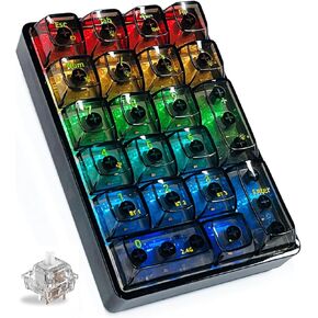 لوحة أرقام ميكانيكية لاسلكية شفافة ثلاثية الوضع K21 RGB بإضاءة خلفية تدعم 3 أسلاك بلوتوث/2.4 جيجا هرتز/النوع C، قابلة للتبديل السريع 21 مفتاحًا لوحة أرقام ميكانيكية مع أغطية مفاتيح شفافة بيضاء in Kuwait