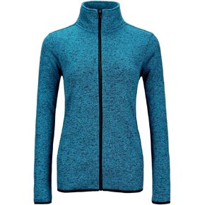 Dolcevida Women Fleece Zip Up Jacket Light Sweater Jacket(Blue Heather, M)