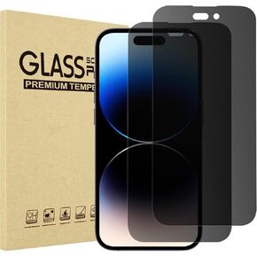 ProCase 2 Pack Privacy Screen Protector for iPhone 14 Pro 2022, 9H Anti Spy Dark Tempered Glass Screen Film Guard for iPhone 14 Pro 6.1 Inch 2022, Case Friendly Bubble Free