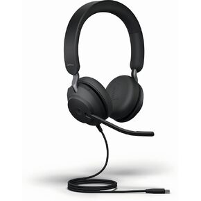 Jabra Evolve2 40 SE - Wired Stereo Headset with Noise Cancelling and 3 Microphone Technology - USB-C Cable - Certified for MS Teams - Also Compatible with Other Platforms - Black