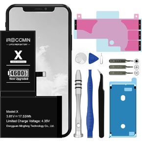 for iPhone X Replacement Battery,4600mAh High Capacity Replacement Battery for iPhone X Model A1865 A1901 A1902 with Repair Tools