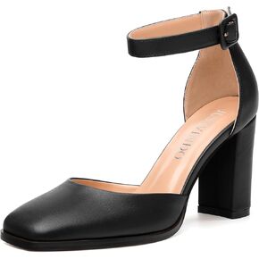 Square Toe Chunky Heels for Women, 3-Inch Block High Heels Women's Pumps for Wedding, Party, Dress Shoes