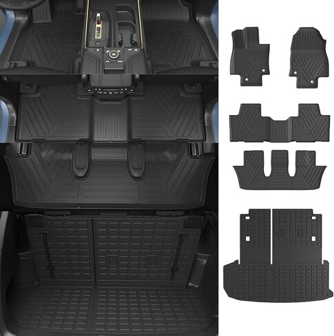 Cargo Mat with Backrest Mat Compatible with 2024 Toyota Grand Highlander Cargo Mat TPE Material Back Seat Protector Replacement for 2024 Toyota Grand Highlander Accessories in Saudi Arabia