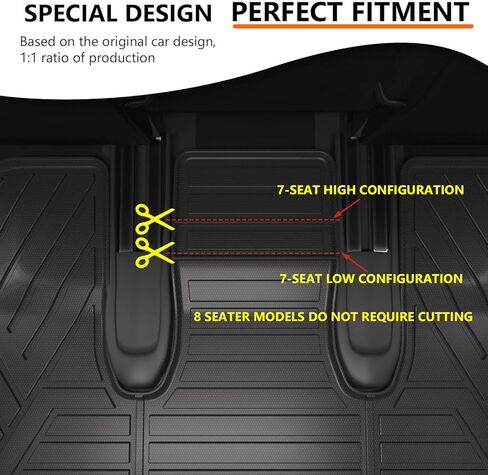 Cargo Mat with Backrest Mat Compatible with 2024 Toyota Grand Highlander Cargo Mat TPE Material Back Seat Protector Replacement for 2024 Toyota Grand Highlander Accessories in Saudi Arabia