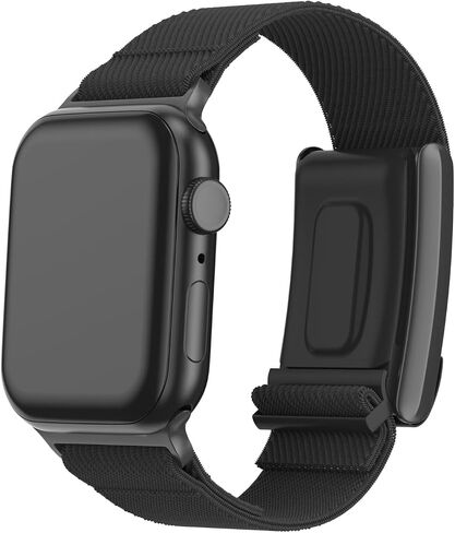 Apple Watch & Whoop Band Combo: Hybrid Athlete Band - Breathable, Odor-Resistant Nylon Strap Compatible with Apple Watch & Whoop 4.0 for Ultimate Comfort and Durability (Black) 42mm, 44mm, 45mm, 49mm in Saudi Arabia