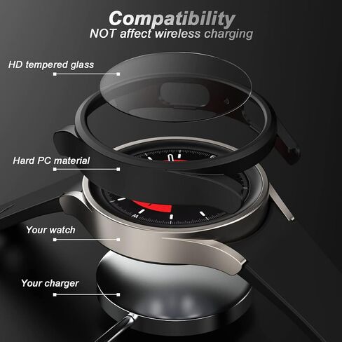 واقي شاشة متوافق مع Galaxy Watch 5 Pro، 【5+5 Pack】 طبقة واقية من الزجاج المقوى عالي الدقة وحافظة ممتصة للصدمات من البولي كربونات لساعة Samsung Galaxy Watch 5 Pro، غطاء وجه لساعة Samsung Watch 5 Pro 45 مم in Saudi Arabia