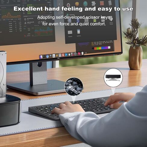 2024 Foldable Bluetooth Keyboard - Portable Keyboard, Foldable Bluetooth Wireless Keyboard with Numeric Keypad,Full-Size Travel Keyboard for Windows iOS Android Tablet Smartphone Laptop PC. in Saudi Arabia