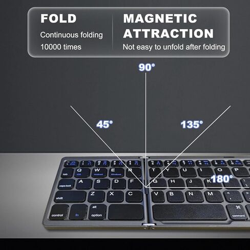 2024 Foldable Bluetooth Keyboard - Portable Keyboard, Foldable Bluetooth Wireless Keyboard with Numeric Keypad,Full-Size Travel Keyboard for Windows iOS Android Tablet Smartphone Laptop PC. in Saudi Arabia
