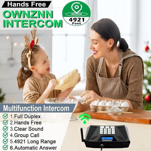 Intercoms Wireless for Home, Upgrade OWNZNN Intercom with Auto Answer, Full Duplex Intercom System Hands-Free, Wireless Intercom System for Home (Only 1 Pack, Requires 2 Units for Communication) in Saudi Arabia