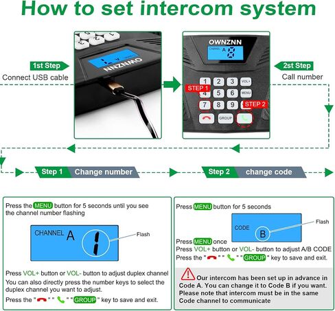 Intercoms Wireless for Home, Upgrade OWNZNN Intercom with Auto Answer, Full Duplex Intercom System Hands-Free, Wireless Intercom System for Home (Only 1 Pack, Requires 2 Units for Communication) in Saudi Arabia