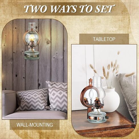 Yexiya 4 Pcs Large Kerosene Lamp Lantern Large Chamber Oil Lamp Wall Mounted Kerosene Lamp Vintage Glass Clear Kerosene Lamp Rustic Oil Lamp with Oil Wick for Indoor Home Decor Lighting (bronzy) in Saudi Arabia
