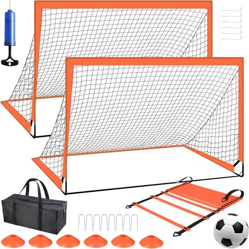 Kids Soccer Goals for Backyard Set of 2, Amoise 4 x 3 ft Portable Soccer Goal Training Equipment with Soccer Ball, Agility Ladder and Cones Pop Up Portable Soccer Set for Kids Youth Training Goals in Saudi Arabia