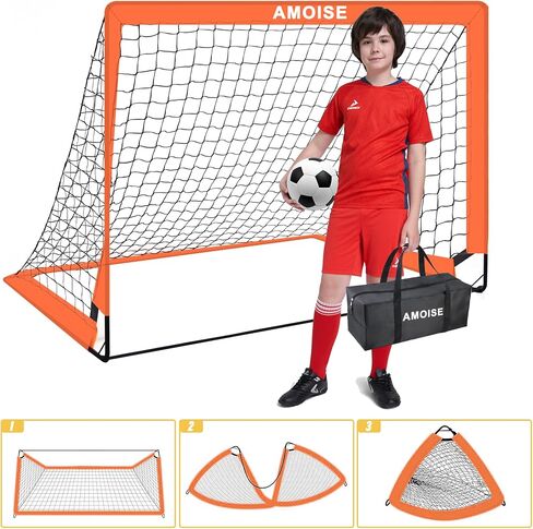 Kids Soccer Goals for Backyard Set of 2, Amoise 4 x 3 ft Portable Soccer Goal Training Equipment with Soccer Ball, Agility Ladder and Cones Pop Up Portable Soccer Set for Kids Youth Training Goals in Saudi Arabia