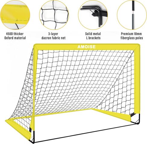 Kids Soccer Goals for Backyard Set of 2, Amoise 4 x 3 ft Portable Soccer Goal Training Equipment with Soccer Ball, Agility Ladder and Cones Pop Up Portable Soccer Set for Kids Youth Training Goals in Saudi Arabia