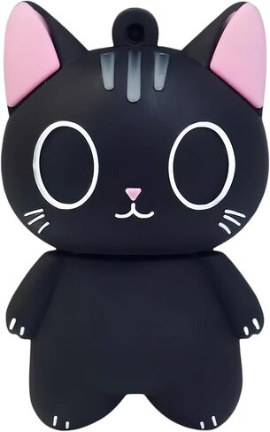64GB USB 2.0 Flash Drive Cartoon Novelty Cute Cat Memory Stick Silicone Rubber Ainmal Pendrive Black, 64GB-blackcat2.0 in Saudi Arabia