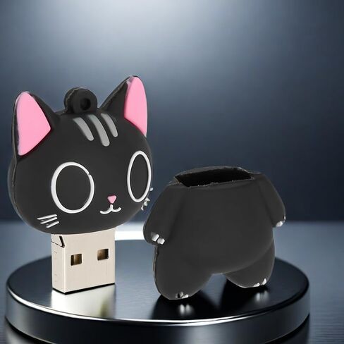 64GB USB 2.0 Flash Drive Cartoon Novelty Cute Cat Memory Stick Silicone Rubber Ainmal Pendrive Black, 64GB-blackcat2.0 in Saudi Arabia