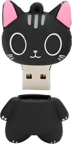 64GB USB 2.0 Flash Drive Cartoon Novelty Cute Cat Memory Stick Silicone Rubber Ainmal Pendrive Black, 64GB-blackcat2.0 in Saudi Arabia