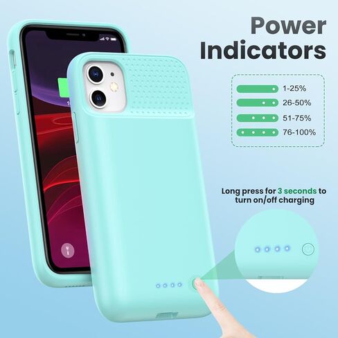 Battery Case for iPhone 11/XR (6.1inch),Upgraded 7500mAh Slim Portable Charger Case Cover,External Battery Pack Charging Case with Tempered-Glass Screen Protector for iPhone 11/iPhone XR (Black) in Saudi Arabia