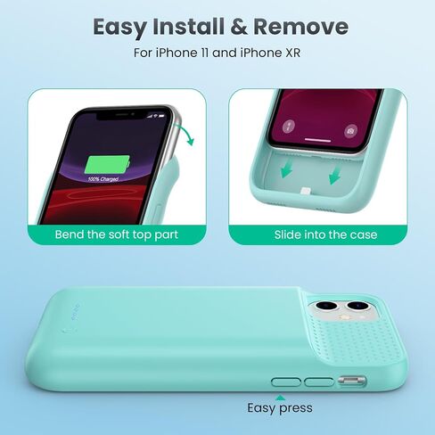 Battery Case for iPhone 11/XR (6.1inch),Upgraded 7500mAh Slim Portable Charger Case Cover,External Battery Pack Charging Case with Tempered-Glass Screen Protector for iPhone 11/iPhone XR (Black) in Saudi Arabia