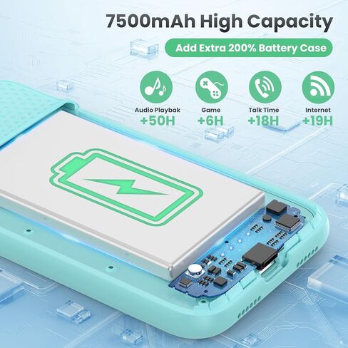 Battery Case for iPhone 11/XR (6.1inch),Upgraded 7500mAh Slim Portable Charger Case Cover,External Battery Pack Charging Case with Tempered-Glass Screen Protector for iPhone 11/iPhone XR (Black) in Saudi Arabia