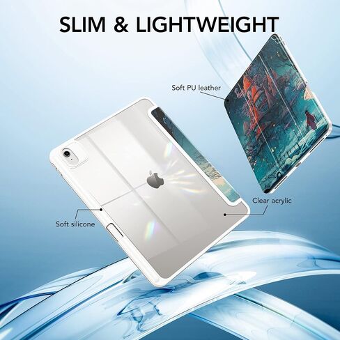iPad Air 5th Gen Case 2022 / iPad Air 4th Gen Case 2020 10.9/11 Inch-Ai case-Unisex TPU Hard Shell Tablet Case with Tri-Fold Design and Anti-Fingerprint Feature Ultra-Thin Design. in Kuwait