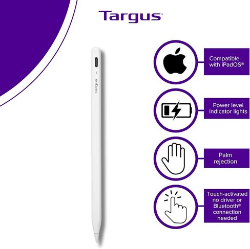 Targus Active Stylus for iPad - Take Notes, Doodle and Navigate Seamlessly, 1:1 Apple Pencil Size and Accepts Original Apple Pencil Replacement Tip (AMM174AMGL) in Saudi Arabia
