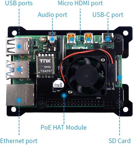 حافظة قبعة GeeekPi PoE لـ Raspberry Pi 4B وPoE HAT in Saudi Arabia
