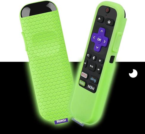 حافظات ناعمة واقية من السيليكون متوافقة مع جهاز التحكم عن بعد TCL Roku TV Steaming Stick 3600R، سلسلة مشط العسل، غطاء وحدة التحكم عن بعد من السيليكون خفيف الوزن مقاوم للصدمات (أخضر متوهج) in Saudi Arabia