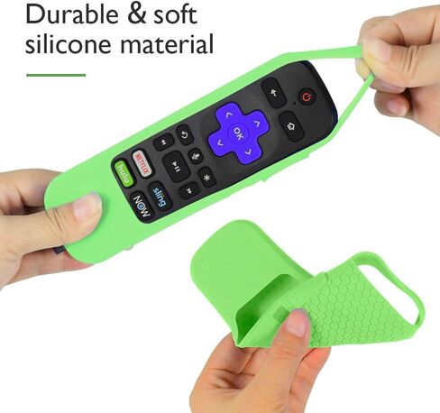 حافظات ناعمة واقية من السيليكون متوافقة مع جهاز التحكم عن بعد TCL Roku TV Steaming Stick 3600R، سلسلة مشط العسل، غطاء وحدة التحكم عن بعد من السيليكون خفيف الوزن مقاوم للصدمات (أخضر متوهج) in Saudi Arabia