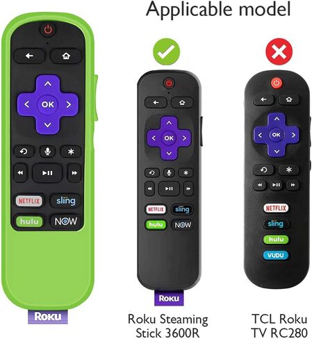 حافظات ناعمة واقية من السيليكون متوافقة مع جهاز التحكم عن بعد TCL Roku TV Steaming Stick 3600R، سلسلة مشط العسل، غطاء وحدة التحكم عن بعد من السيليكون خفيف الوزن مقاوم للصدمات (أخضر متوهج) in Saudi Arabia