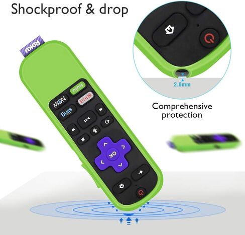 حافظات ناعمة واقية من السيليكون متوافقة مع جهاز التحكم عن بعد TCL Roku TV Steaming Stick 3600R، سلسلة مشط العسل، غطاء وحدة التحكم عن بعد من السيليكون خفيف الوزن مقاوم للصدمات (أخضر متوهج) in Saudi Arabia